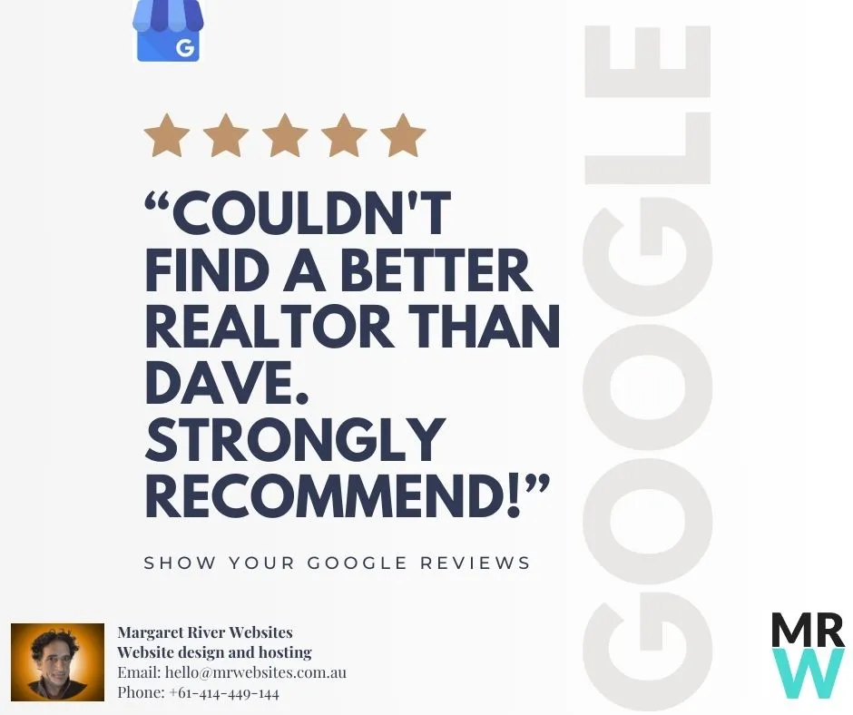 Showcase your Google reviews and more. Picture of an example Google review.