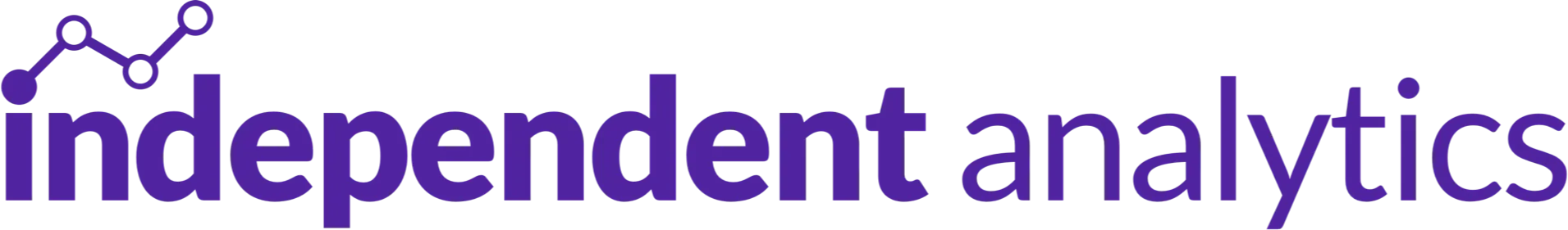 Logo for Independent Analytics featuring the brand name in purple text with a simple line graph icon above the first letter.