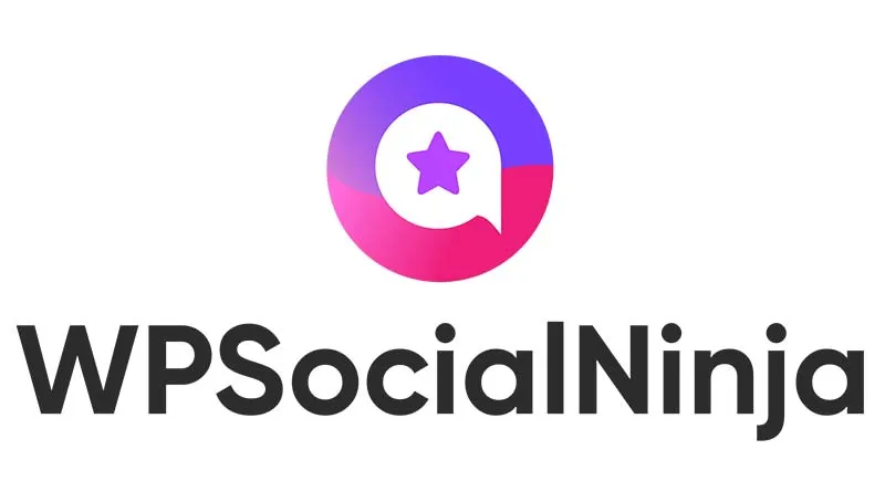 WPSocialNinja logo featuring a chat bubble with a star inside, above the text 
